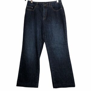 Talbots Petite Stretch High Rise Bootcut Wide Leg Jeans Dark Wash Denim - Size 8